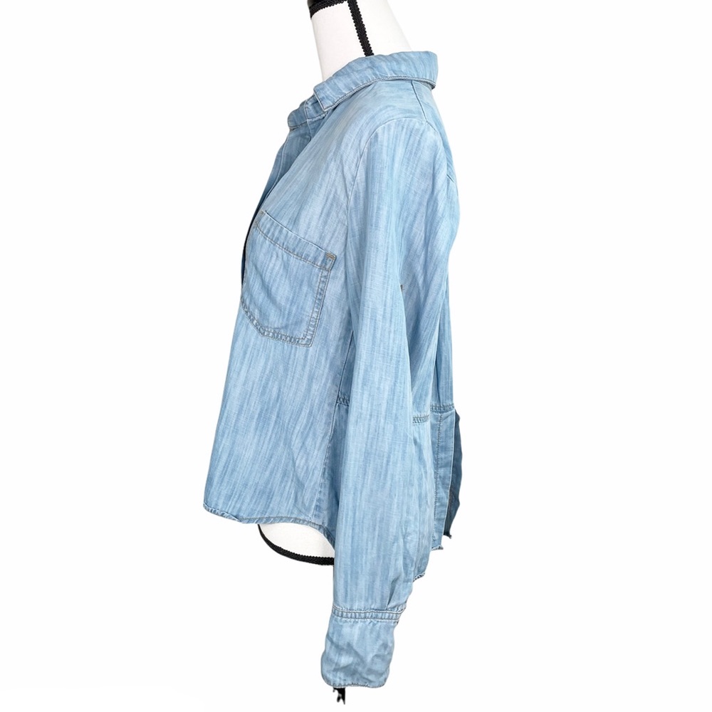 Anthro Elevenses Chambray Split Back Button Down - image 4